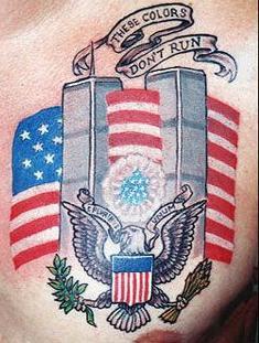 American 911 tragedy coloured tattoo