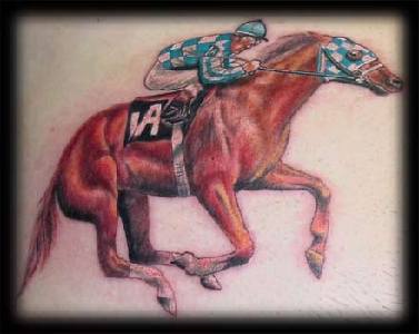 Jockey riding horse tattoo