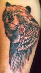 Bear and eagle black tattoo