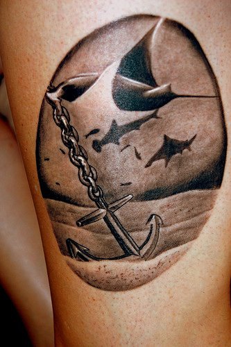Paesaggio marino tatuaggio opera d&quotarte