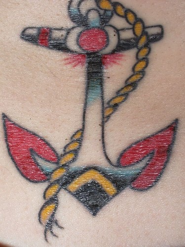 Nice colourful anchor tattoo
