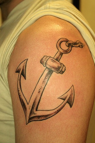 Qualitative anchor tattoo on shoulder
