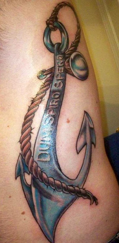 Steel anchor with dum spiro spero tattoo