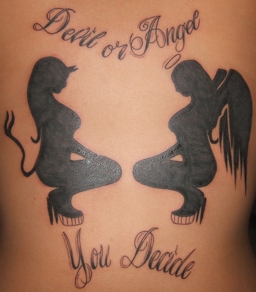 Tattoo engel rücken teufel Engel Tattoo: