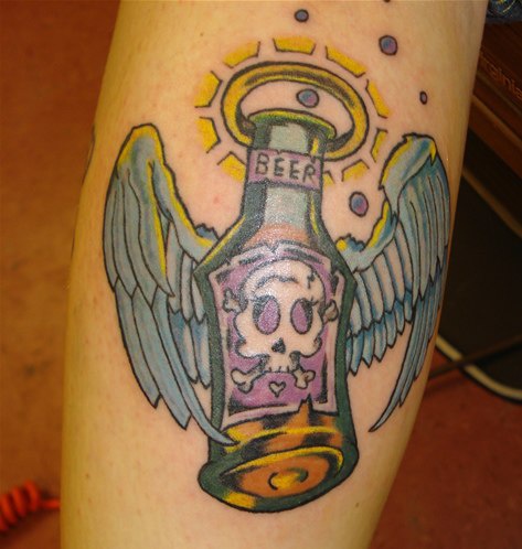 Saint beer tattoo in colour