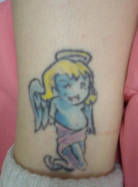 Baby angel ankle tattoo