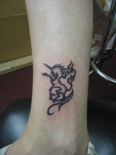 Unicorn ankle tattoo