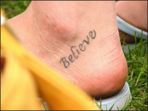 Believe ankle tattoo