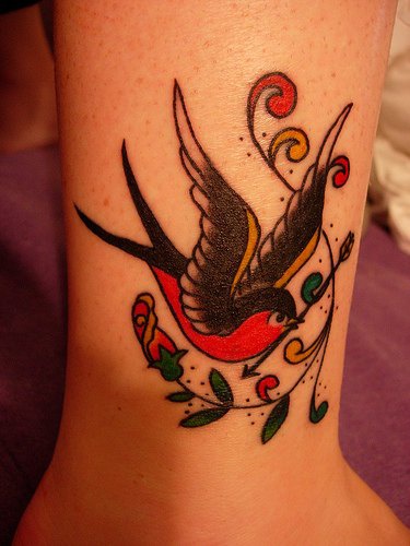 Swallow ankle tattoo