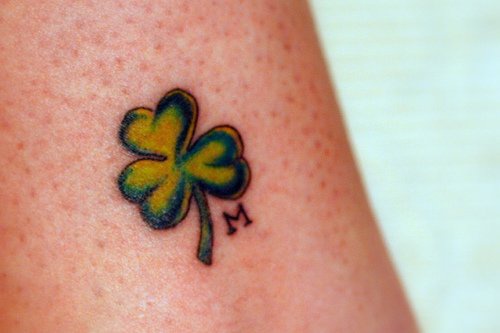 Saint Patrick&quots green leave ankle tattoo