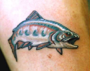 Water animal tattoo with little fish