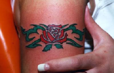 Red rose armband tattoo