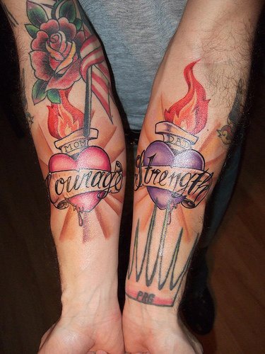 Courage and strength arm tattoo