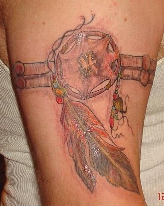 Coloured dreamcatcher tattoo