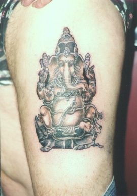 Ganesha deity black tattoo
