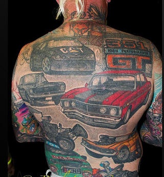 molti tipi di macchine posteriore completa tatuaggio