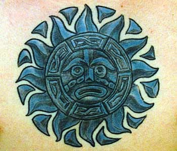 Blue aztec god of sun art