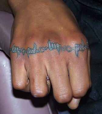 Barbed wire knuckle tattoo