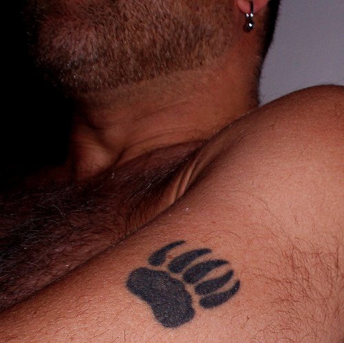 Pfotenabdruck des Bären Tattoo am Arm