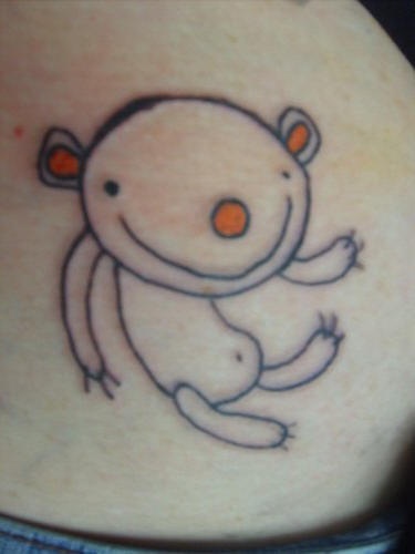 Joyful minimalistic bear tattoo