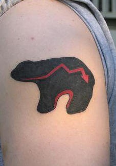 orso simbolo rosso e nero tatuaggio