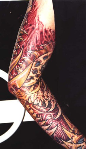 Amazing biomechanical arm tattoo
