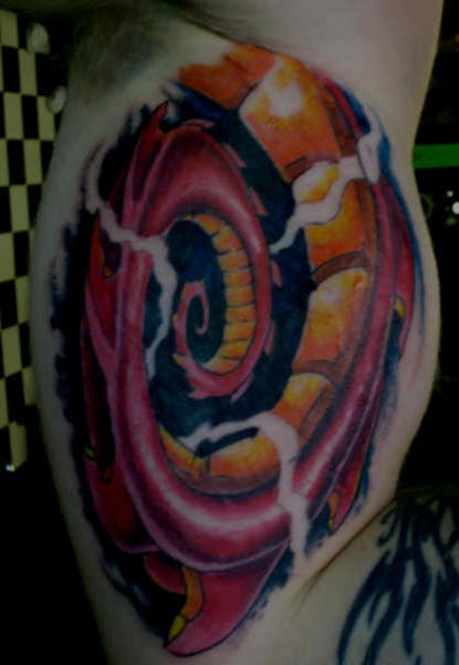 Purple octopus spiral tattoo