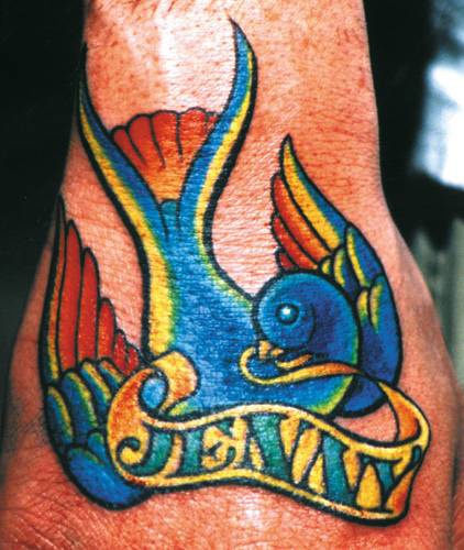 Bluebird jenny colourful tattoo