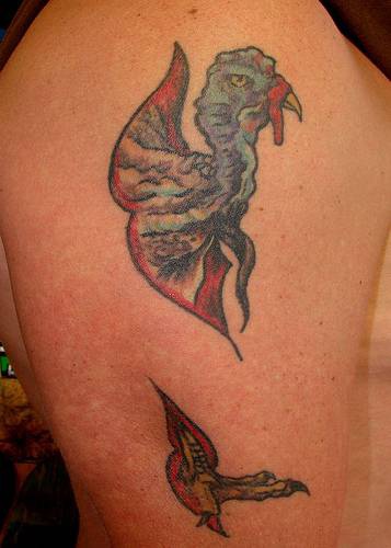 Turkey bird coloured tattoo
