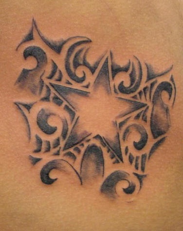 Star with tracery tattoo