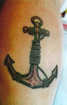 Classic iron anchor black ink tattoo