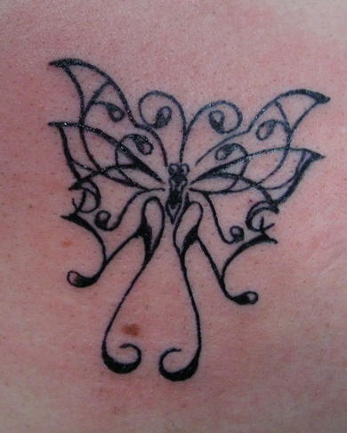 One line butterfly tattoo