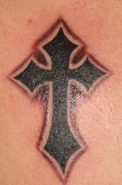 Black gothic cross tattoo
