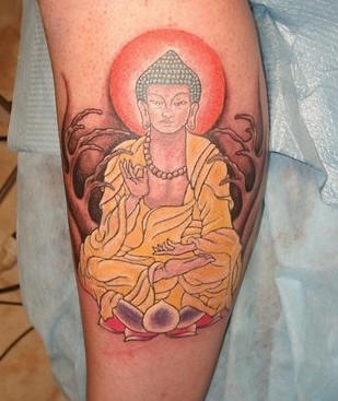 Buddha meditating in forest tattoo