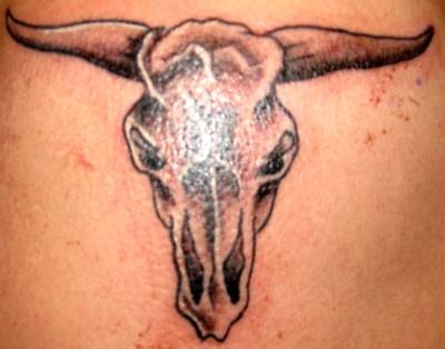 Bull skull qualitative tattoo