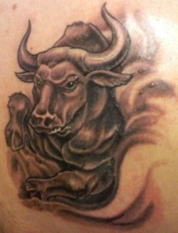 Black bull in rage tattoo