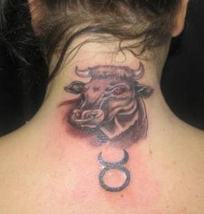 Taurus tattoo on neck