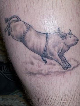 Rodea bull tattoo on  leg