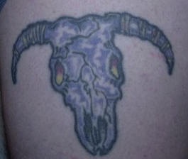 Old bull skull tattoo