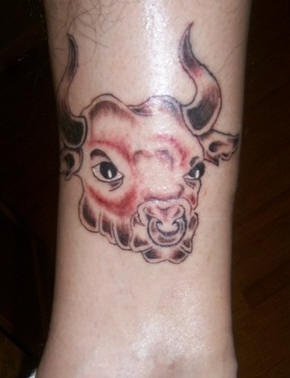 Young bull head tattoo