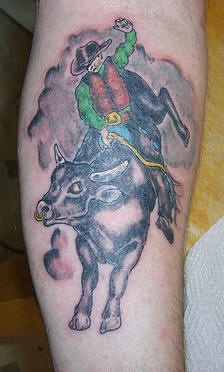 Bull rodeo coloured tattoo