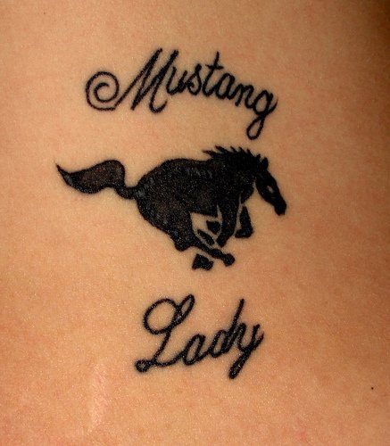 Mustang logo lady tattoo