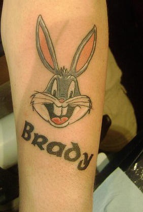 Bugs bunny face with name brady