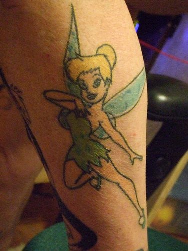 Flying tinkerbell fairy tattoo