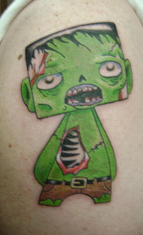 Cartoon zombie tattoo