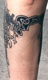 Celtic pattern on leg tattoo