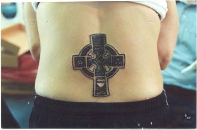 Large stone celtic cross tattoo
