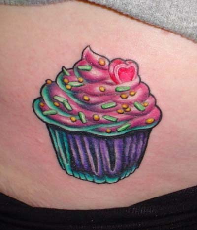 Cherry cupcake tattoo