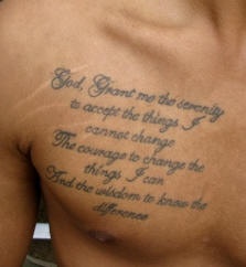 Message to God chest tattoo