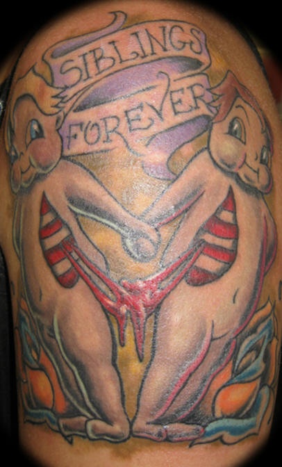 Sibling forever creepy tattoo